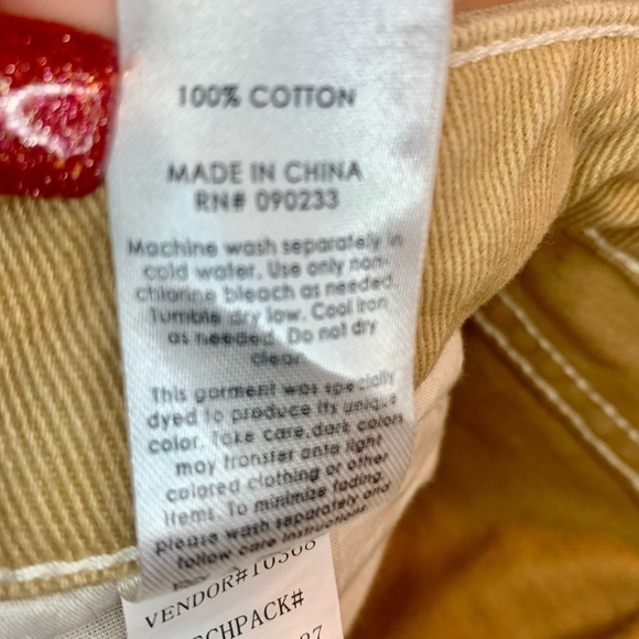 PacSun Denim Pants Sz 25 Camel Tan Straight Leg 100% Cotton 5 Pockets Jeans - Picture 11 of 15